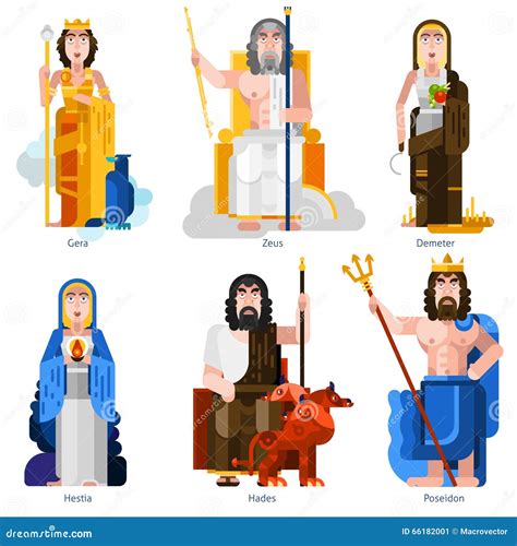 Olympic Gods Decorative Icons Set Stock Vector - Image: 66182001