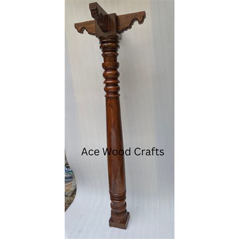 Sheesham Wood Brown Antique Chettinad Teak Wooden Pillar Size