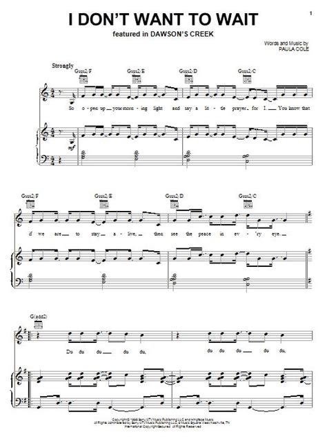 Paula Cole I Don T Want To Wait Sheet Music Notes Chords