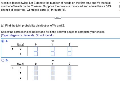 Solved A Coin Is Tossed Twice Let Z Denote The Number Of Chegg