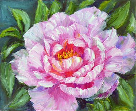 Peony Oil Painting On Canvas — Stock Photo © Valenty 20996001