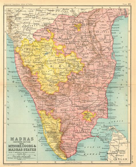 Mysore Coorg Madras States South British India Kerala Tamil Nadu