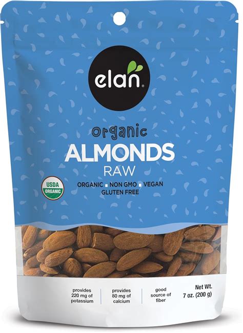 Elan Organic California Raw Almonds G Unsalted Unroasted Raw