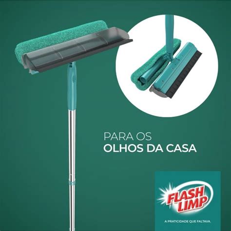 Mop Limpa Vidros 2 em 1 cabo extensível MOP6071 Flash Limp Aqui