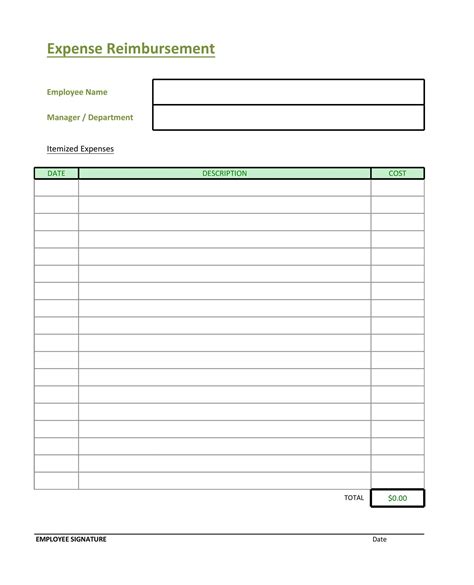 Free Printable Reimbursement Form Printable Forms Free Online