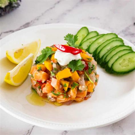 Mango Ceviche Tropical Twist With Raw Salmon And Tuna Veena Azmanov