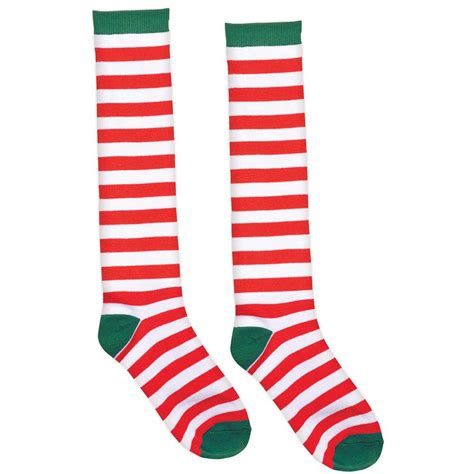 Amscan 23 75 In Candy Cane Striped Christmas Red And White Knee Socks