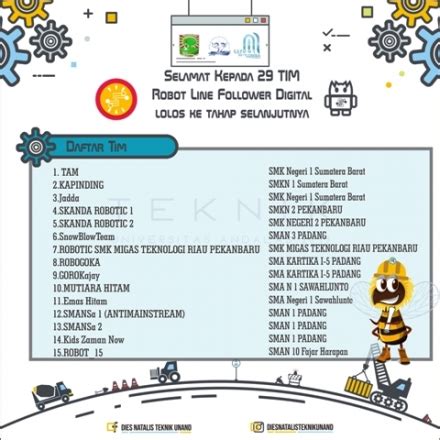 Selamat Kepada Tim Pemenang Yang Lolos Ke Tahap Selanjutnya Lomba Robot