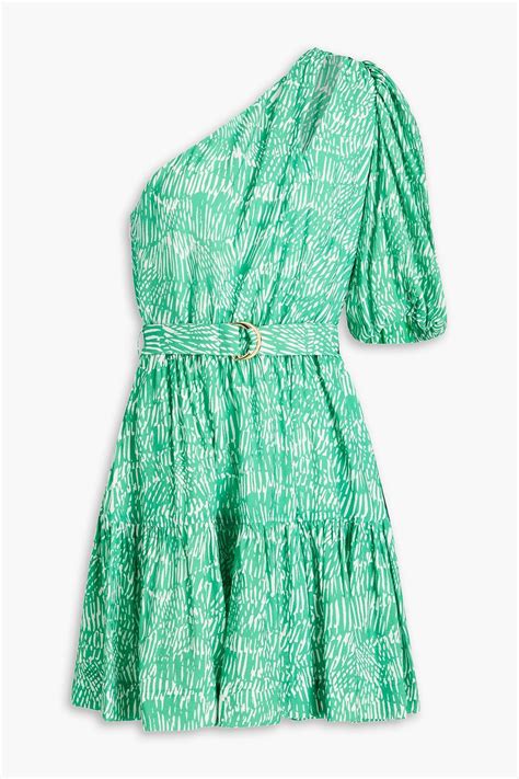 Buy Simkhai Adriana One Shoulder Printed Crepe Mini Dress Xs Green At