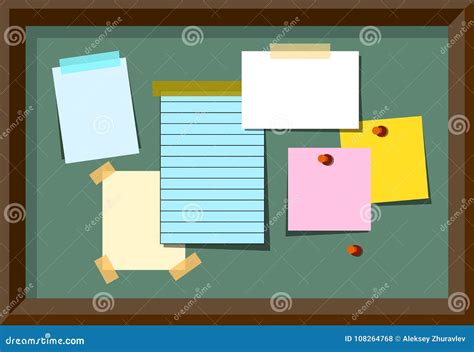 Message Board With Blank Notes And Stickers Illustration Stock