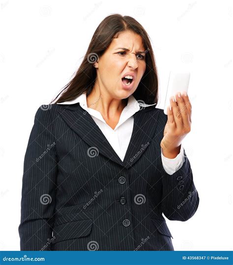 Business Woman Surprised Angry News Text Message Stock Image Image 43568347