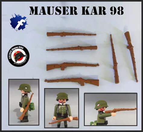 1X MAUSER KAR98 Playmobil CUSTOM WW2 Guerra FUSIL Xa SOLDADO EJERCITO