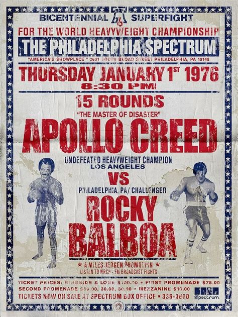 Philadelphia Spectrum Rocky Vs Apollo Creed Boxing Poster Rocky