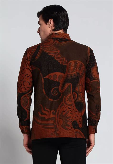 Jual Batik Kedu Kemeja Katun Motif Satu Hati Original Zalora