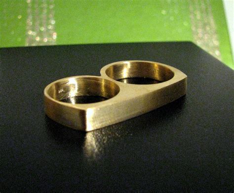 Two Finger Ring Double Ring In Gold Alloy Or Bronze Custom