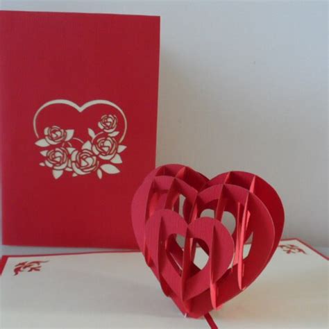 Red And Pink Heart Tree D Pop Up Card Valentines Day Love Etsy Uk