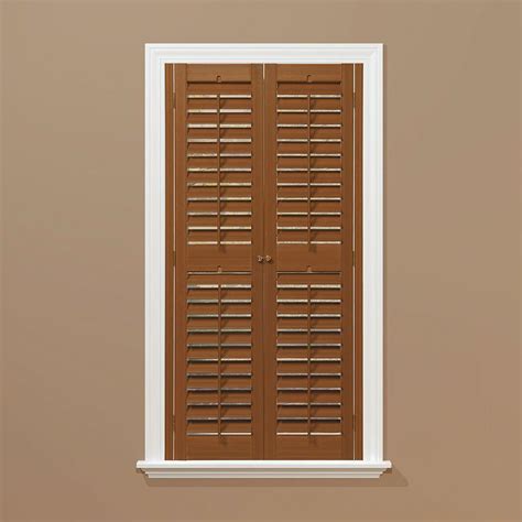 Homebasics Plantation Faux Wood Oak Interior Shutter Price Varies By Size Qspb3560 The Home