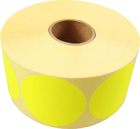 Etiket Reclame Etiket Papier Permanent Mm Fluor Geel Rol