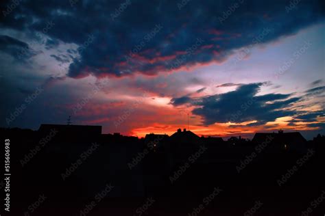 purple clouds, sunset, sunlight in clouds, summer sunset clouds. Scenic ...