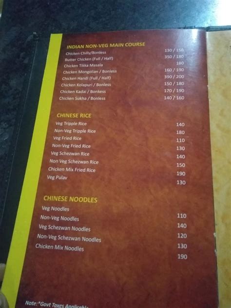 Menu At Ankita Restaurent Virnoda Nagzor