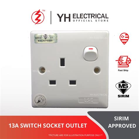 SIRIM 13A SWITCH SOCKET 3 PIN 250V SWITCHED SOCKET OUTLET SIRIM