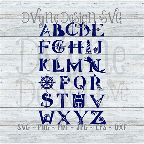 Nautical Alphabet SVG Nautical Themed Abcs Cut File for - Etsy