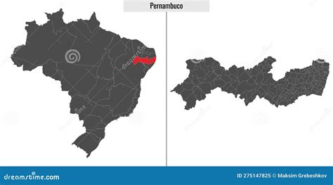 Mapa Do Estado De Pernambuco Do Brasil Ilustração do Vetor Ilustração