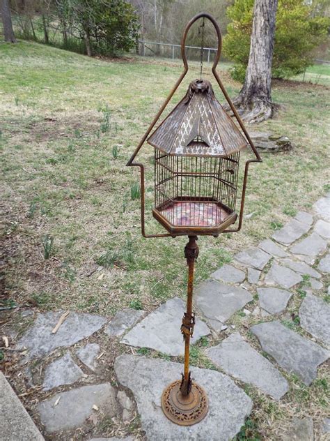 ANTIQUE VICTORIAN BIRDCAGE AND STAND Decorative Bird Houses Bird