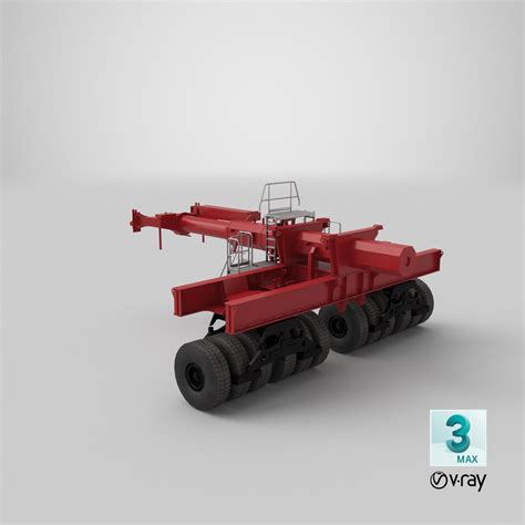 3d Crane Ballast Trailer Red Model Turbosquid 2105038