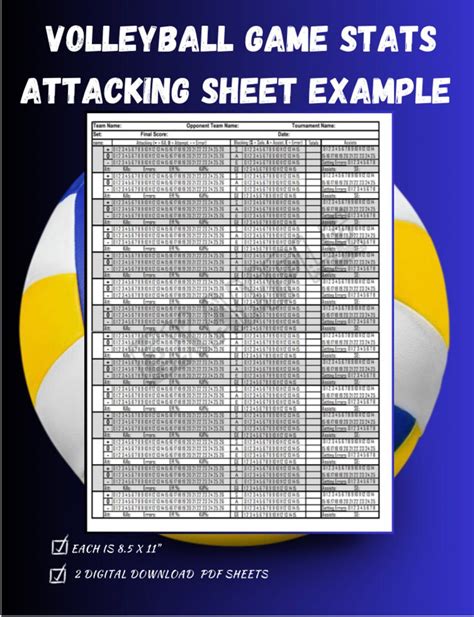 Volleyball Quick Edit Game Stats Sheets for Coach 2 8.5x11 Pdf Files ...