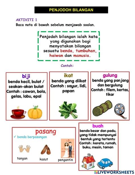 Penjodoh Bilangan Tahun 3 Interactive Worksheet English Activities