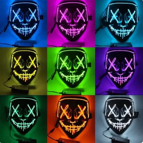 M Scara Led Neon Halloween Balada Festa Terror Cosplay Mercadolivre