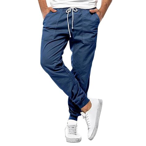 Sokhug Casual Sweatpants For Men Fall Winter Solid Multiple Pockets