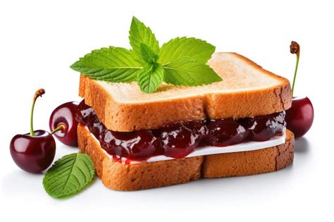 Premium Photo Cherry Jam Sandwich On White Background