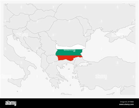 Bulgaria map highlighted in Bulgaria flag colors, gray map with ...