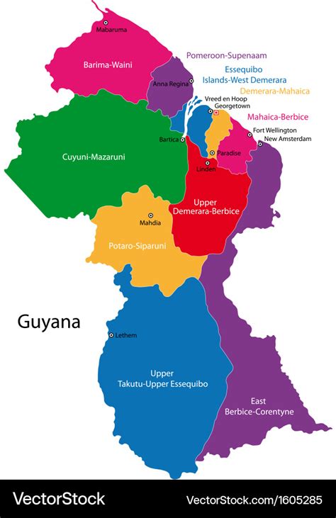 Guyana Map Royalty Free Vector Image Vectorstock