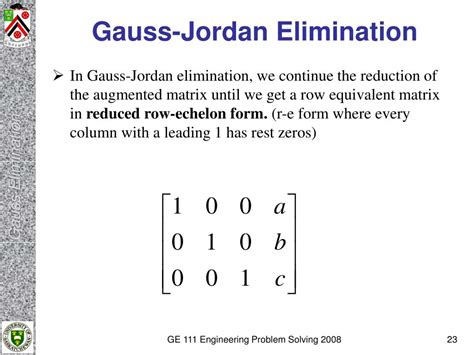 Ppt Gauss Elimination And Gauss Jordan Elimination Powerpoint