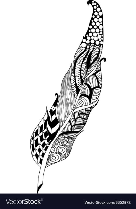 Zentangle Feather Royalty Free Vector Image Vectorstock