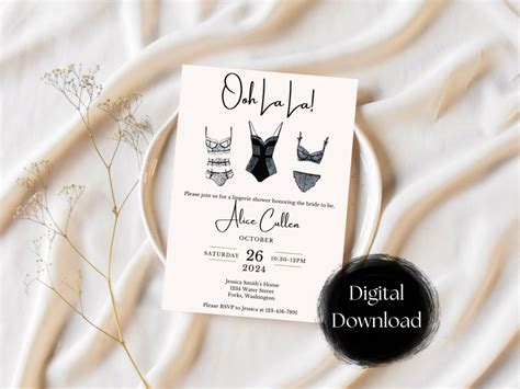 Ooh La La Lingerie Shower Invitation Lingerie Shower Digital