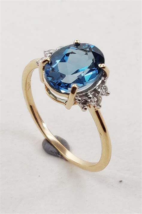 Buy K Gold Natural London Blue Topaz Ring K Solid Yellow Gold