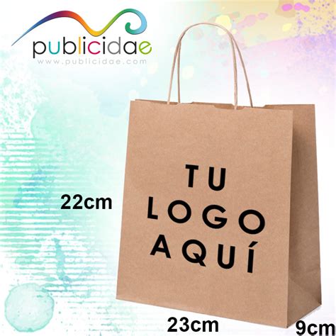 Bolsa Papel Kraft Personalizada Impresa Cention 22 X 23 X 9cm