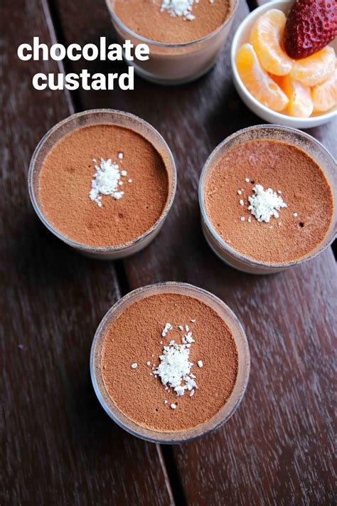 Chocolate Custard Recipe Eggless Chocolate Pudding Custard Recipe