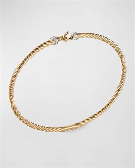 David Yurman Cable Buckle Bracelet With Diamonds And K Gold Mm