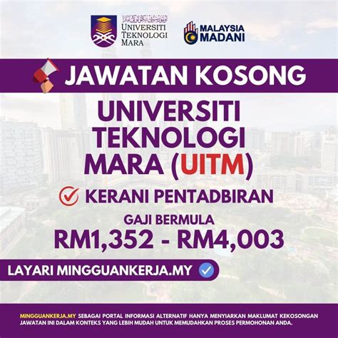 Jawatan Kosong Uitm Gaji Rm Rm Mingguan Kerja