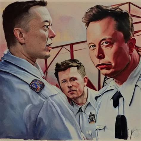 Elon Musk Getting Arrested Painting In The Style Of Stable Diffusion