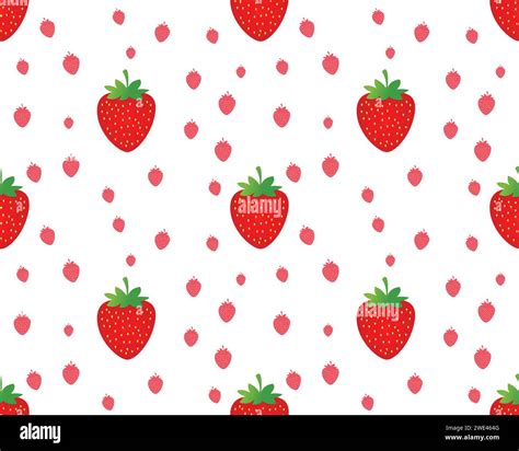 Seamless Strawberry Pattern On White Background Vector Illustration