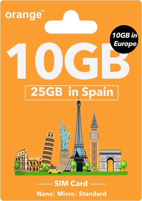 Orange Europe Prepaid SIM Card For 28 Days 10GB Internet Data In 4G