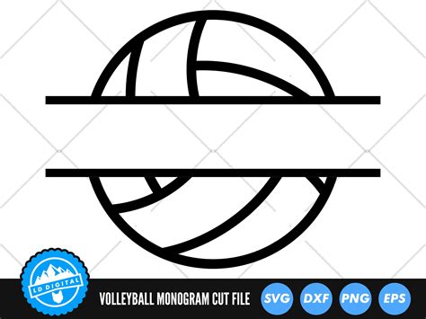 Volleyball Monogram Svg Files Volleyball Split Name Frame Etsy Canada