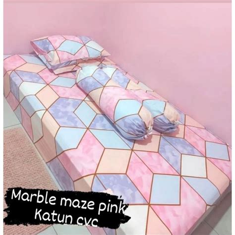 Jual Sprei New Marble Pink Aesthetic Korea Seprei Homemade Estetik