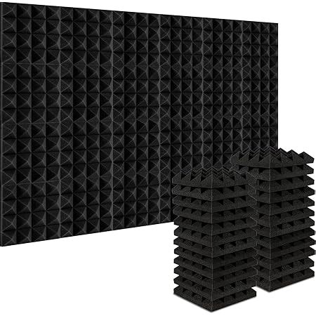 JBER Lot De 12 Panneaux De Mousse Acoustique 2 5 X 30 5 X 30 5 Cm